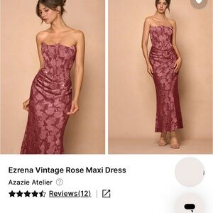 Azazie Strapless Rose Lace Dress
